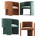 Brown And Green Velvet Leisure Chair With Modern Minimalist Design And Comfortable Armrests
