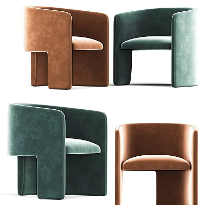 Brown And Green Velvet Leisure Chair With Modern Minimalist Design And Comfortable Armrests 3d model