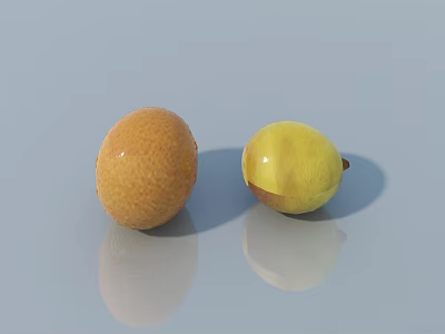 Fresh Orange And Yellow Lemon Fruits On Smooth Surface With Reflections 3d model