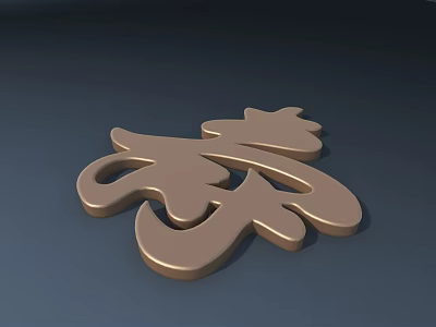 Elegant Golden 3D Tai Character Carving Design On Dark Background 3d model
