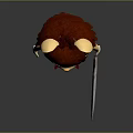 Detailed Cartoon Cat Ear Character With Red Brown Hair Tribal Outfit Holding Dagger