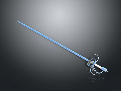 Blue Decorative Sword With Long Slender Blade And Shiny Hilt On Dark Background 3d model