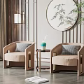 New Chinese Casual Sofa Combination Single Sofa Combination 3d model