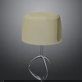 Beige Round Stool With Shiny Metal Three Legged Base And Modern Design