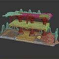 Ancient Ruined Architectural Model With Multi Level Platforms Columns And Stone Ruins