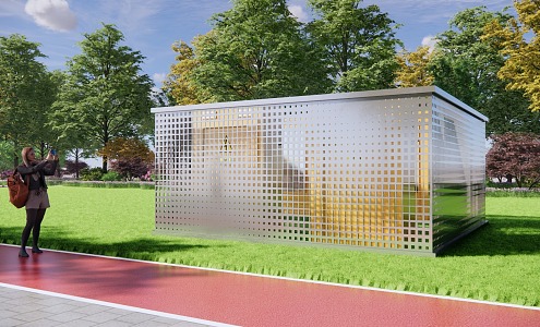 Modern fenced distribution box facade decorative fenced perforated plate 3d model