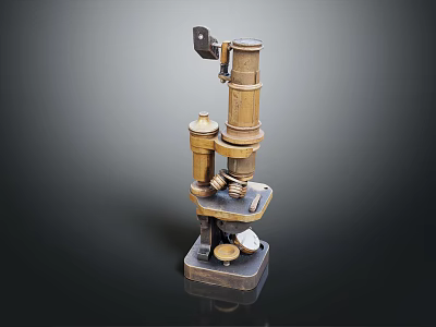 Vintage Medical Device Microscope with Brass Material and Mechanical Structure 3d model