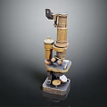 Retro microscope compound microscope magnifying glass experimental equipment 3d model