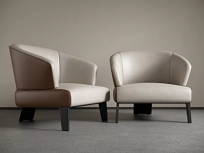 Modern Upholstered Accent Chairs In Beige And Brown With Black Legs 3d model