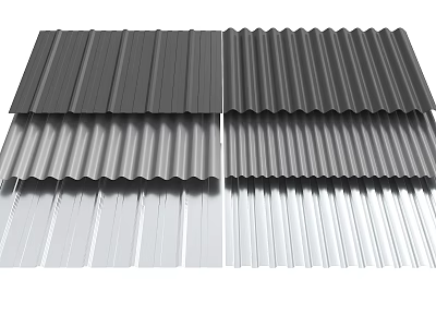 Corrugated Metal Building Sheets In Different Colors For Roofing And Cladding 3d model