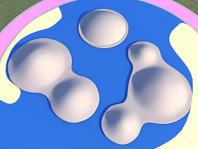 Soft Playground Equipment Featuring Blue Surface White Rounded Structures And Pink Yellow Edges 3d model