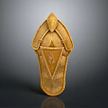 Ornate Golden Medieval Shield With Detailed Carved Design As Ancient Decorative Weapon