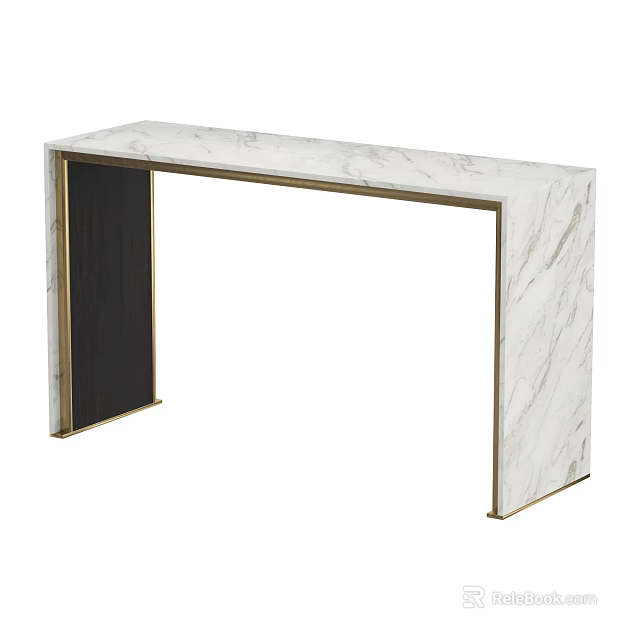 Modern Console Table Sideboard With Marble Top Gold Frame And Sleek Design 3d model 