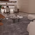 Modern Office Interior With Open Layout Desks Chairs Bookshelves Plant And Curved Wall
