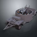 Trailer Mounted Multiple Barrel Weapon System With Rotating Barrels For Mobile Military Operations 3d model