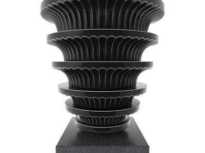 Black Multi Layered Decorative Ornament Set With Fluted Design And Base Stand 3d model