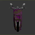 Purple Vintage Scooter with Brown Leather Seat Yellow Reflector and Classic Design