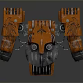 Mechanical Weapon With Orange And Silver Metallic Texture Symmetrical Structure Surface Carvings 3d model