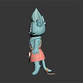 Blue Cat Game Movie Character With Large Ears Long Whiskers And Pink Plaid Skirt
