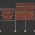 Industrial Storage Containers With Metal Frames Rectangular Bodies Sturdy Legs For Material Handling
