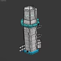 Modern White And Blue Launch Device With Tower Like Structure Stairs And Transparent Panels