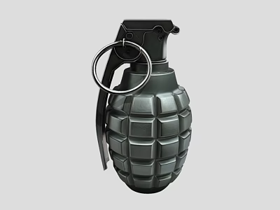 Hand Grenade Weapon With Metal Body Ring Pin And Textured Surface 3d model