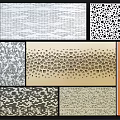 Various Decorative Textured Patterns With Dotted Honeycomb Grid And Striped Design Elements
