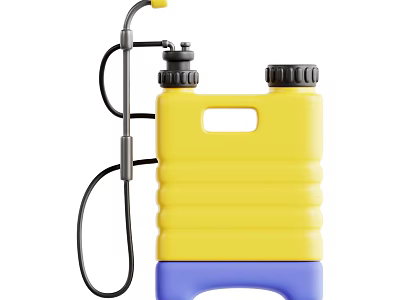 Manual Sprayer Design With Yellow Tank Blue Base And Black Hose Nozzle 3d model
