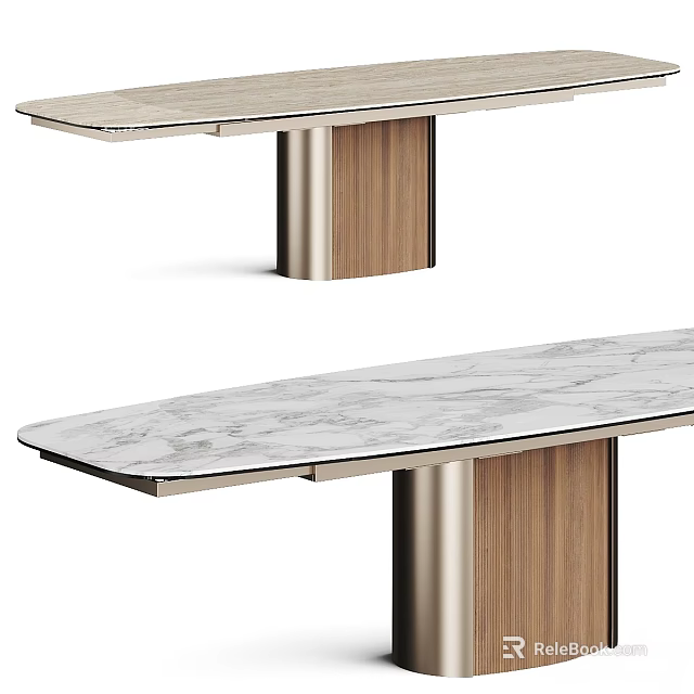Modern Elegant Oval Table Design With Marble Top Wooden Legs And Metal Accents 3d model 