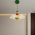 Modern Interior Decorative Chandelier With Petal Shaped White Shade And Colorful Beads