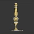 Vintage Brass Microscope With Adjustable Stand Round Base And Focus Knob