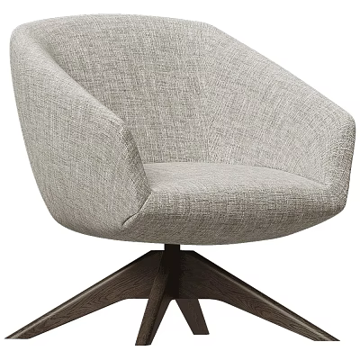Light Gray Fabric Leisure Chair With Armrest And Wooden Star Shaped Base Modern Design 3d model