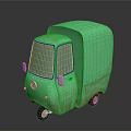 Vintage Green Small Van With Rounded Body Dark Windows And Black Wheels