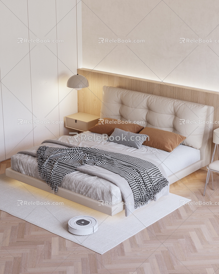 Log Minimalist Cream Wind Suspension Bed model