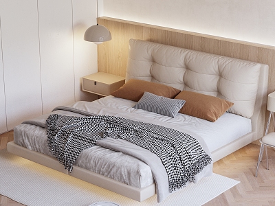 Log Minimalist Cream Wind Suspension Bed model