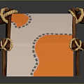 Cute Small Furniture With Wooden Pillars Orange White Fabric Ropes And Blue Decorative Patterns