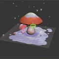 Modern mushroom straw mushroom poisonous mushroom plant 3d model
