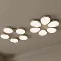 Modern Petal Shaped Ceiling Lights With Multiple Round Lamps In Room Interior 3d model