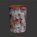 Cylindrical Industrial Equipment Featuring Blue White Exterior and Red Spots Interior Design