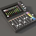 Professional Digital Audio Mixer With Colorful Buttons Adjustable Faders And Waveform Display Screen