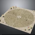 Modern Circular Maze Design With Square Base And Candles With Pink Tips 3d model