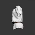 Stylish White Blouse With V Neck Short Sleeves And Brown Belt Design