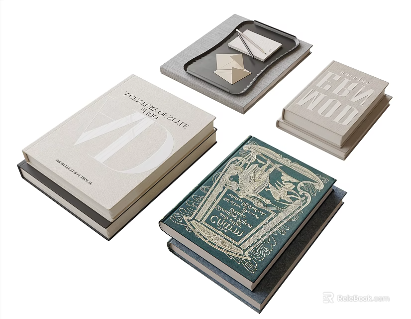 Vintage And Modern Book Collection Featuring Diverse Cover Designs And Stacked Arrangement 3d model 