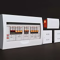 White Electrical Switch Panel With Multiple Circuit Breakers And Single Switch Plates 3d model