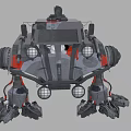 Smart Machine With Multi Legged Mechanical Structure And Armored Gray Red Design 3d model