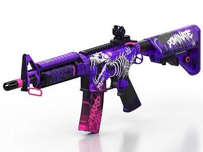Graffiti Style Purple And Pink Rifle With Skull Art Graffiti Text And Scope 3d model