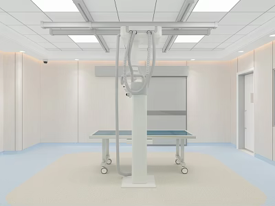 Modern Operating Room Interior Featuring Medical Equipment Surgical Table White Walls And Ceiling Lights 3d model