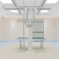 Modern Operating Room Interior Featuring Medical Equipment Surgical Table White Walls And Ceiling Lights