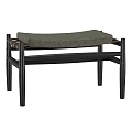 Modern Sofa Bench with Black Wooden Frame and Green Padded Seat
