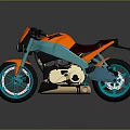 Vibrant Orange And Blue Sport Motorcycle With Glossy Body Blue Wheels And Black Seat